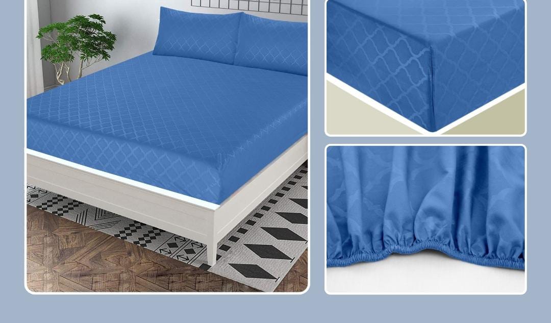 3Pcs Pearl Leather Embossed Fitted Sheet 07