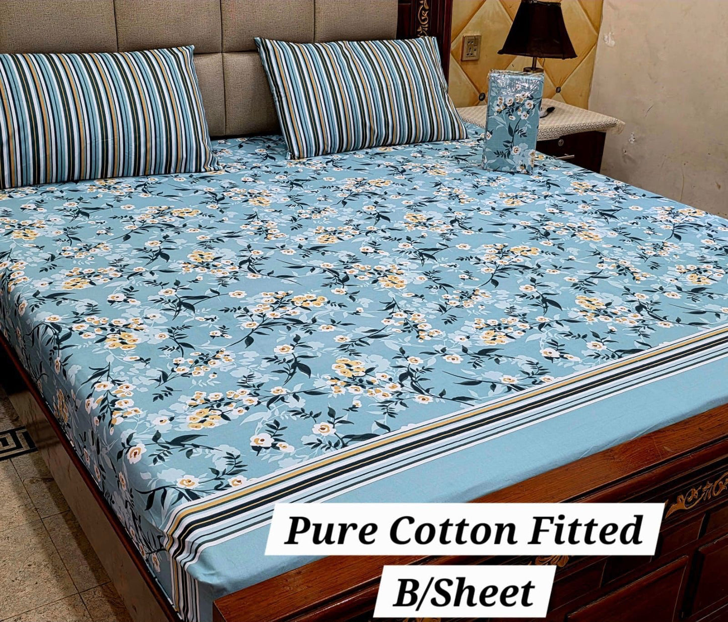3 Pcs Pure Cotton Fitted Bedsheets 015
