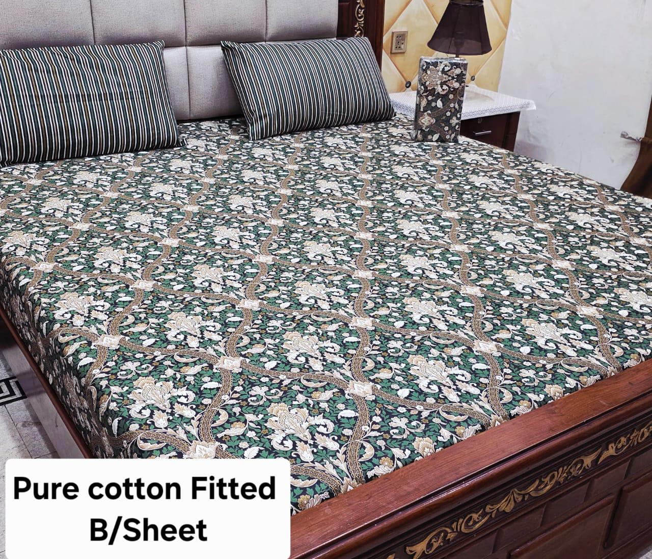 Elegant Pure Cotton Fitted Sheets 3 Pcs Set 041