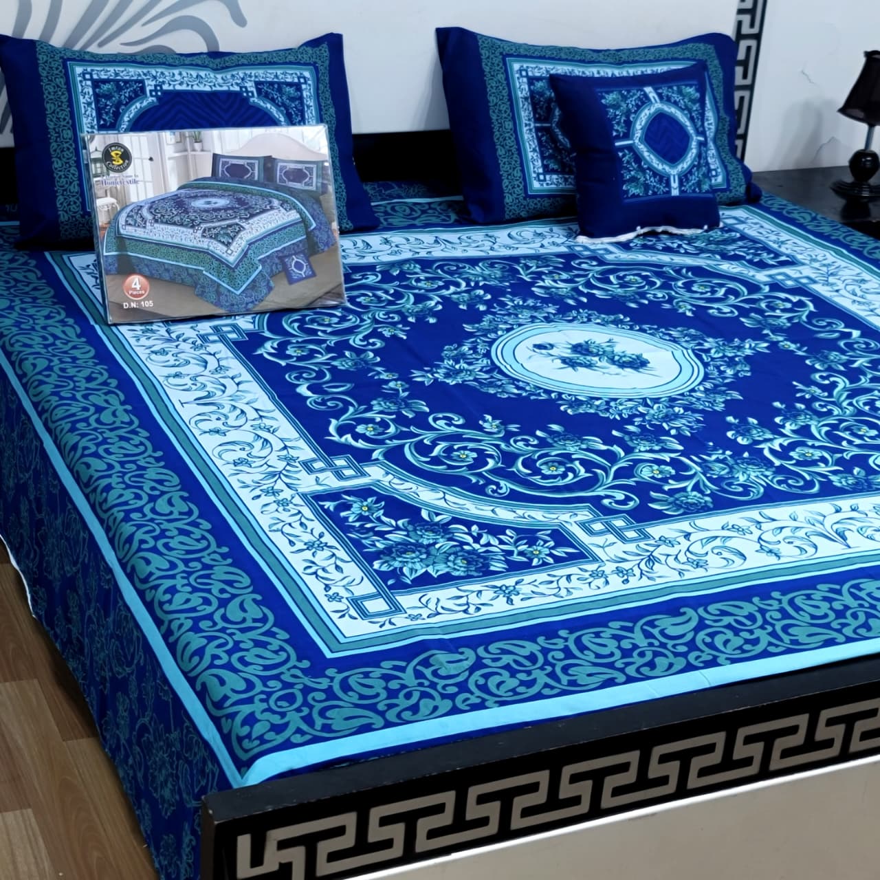 Designer Bed Sheet Set - 4pcs Panel Design 025