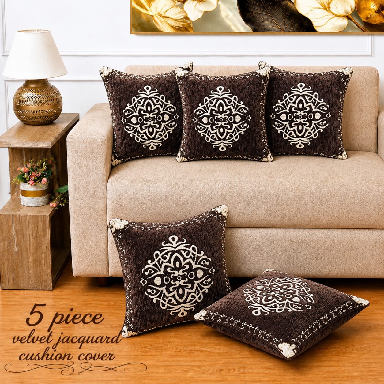 VELVET JACQUARD CUSHION COVERS 5pcs Set 02