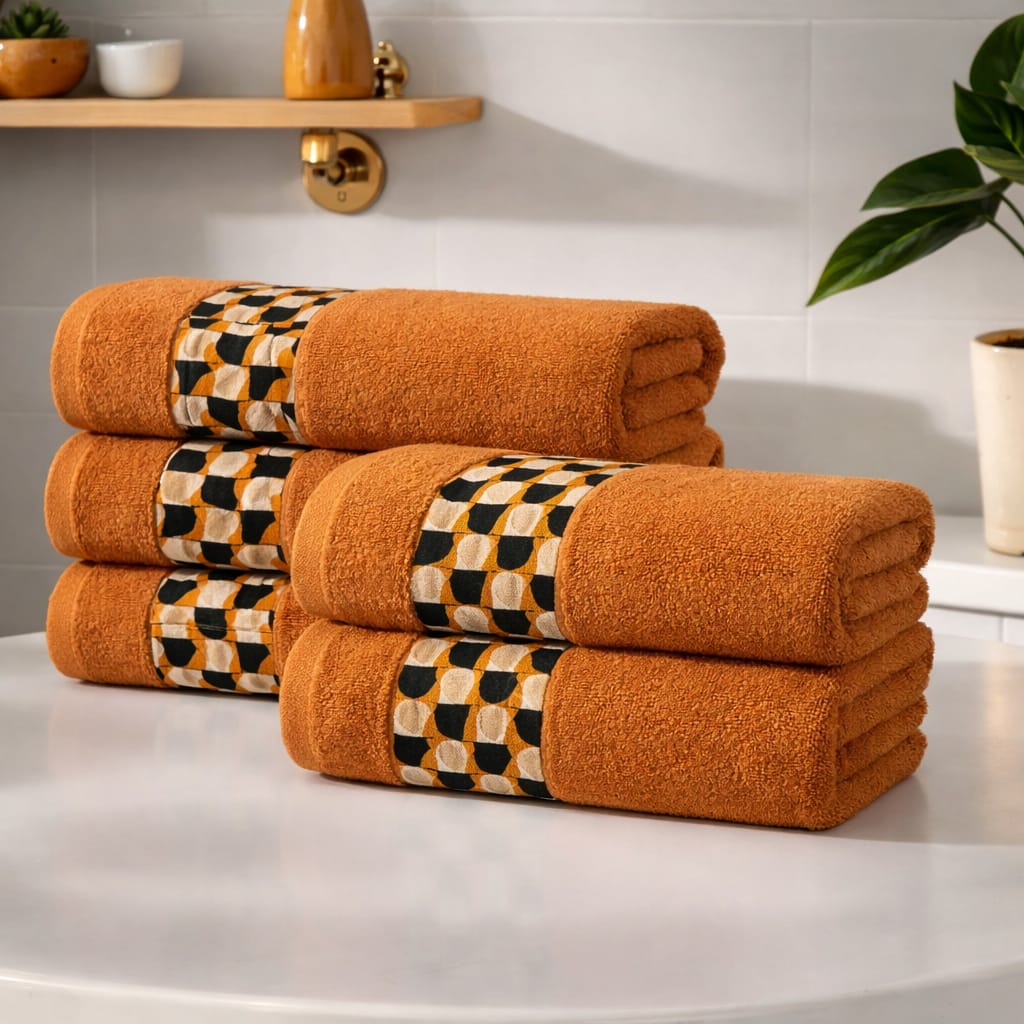 Soft Cotton Bathroom Towel – Ultra Absorbent With Border Design