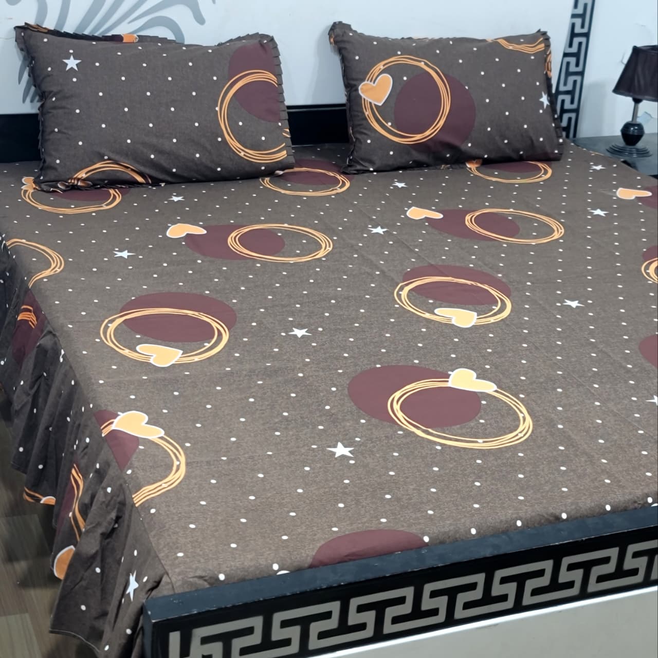 ROYAL Pure Cotton King Size FRILL BED SHEETS 02
