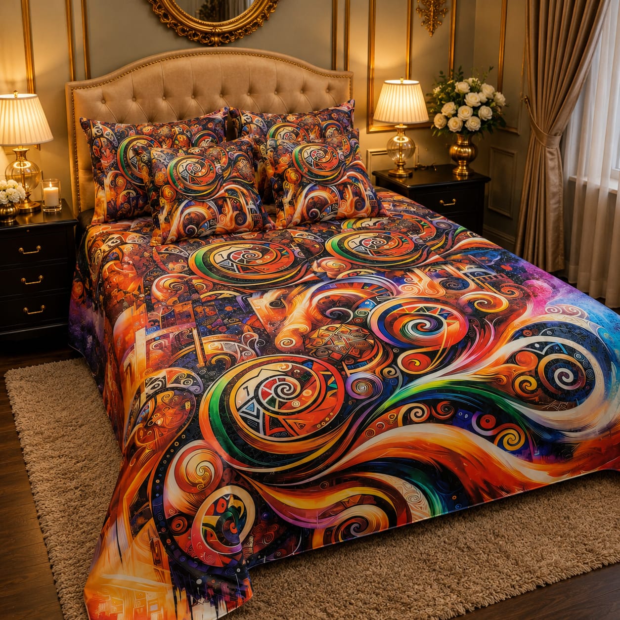 Soft & Durable 8D King Size 5 Piece Bed Sheet Set 04