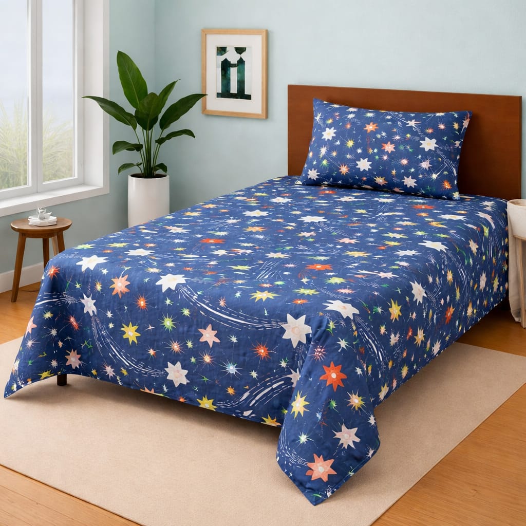 COZIFY Pure Cotton 2 Pcs Single Bedsheet Set