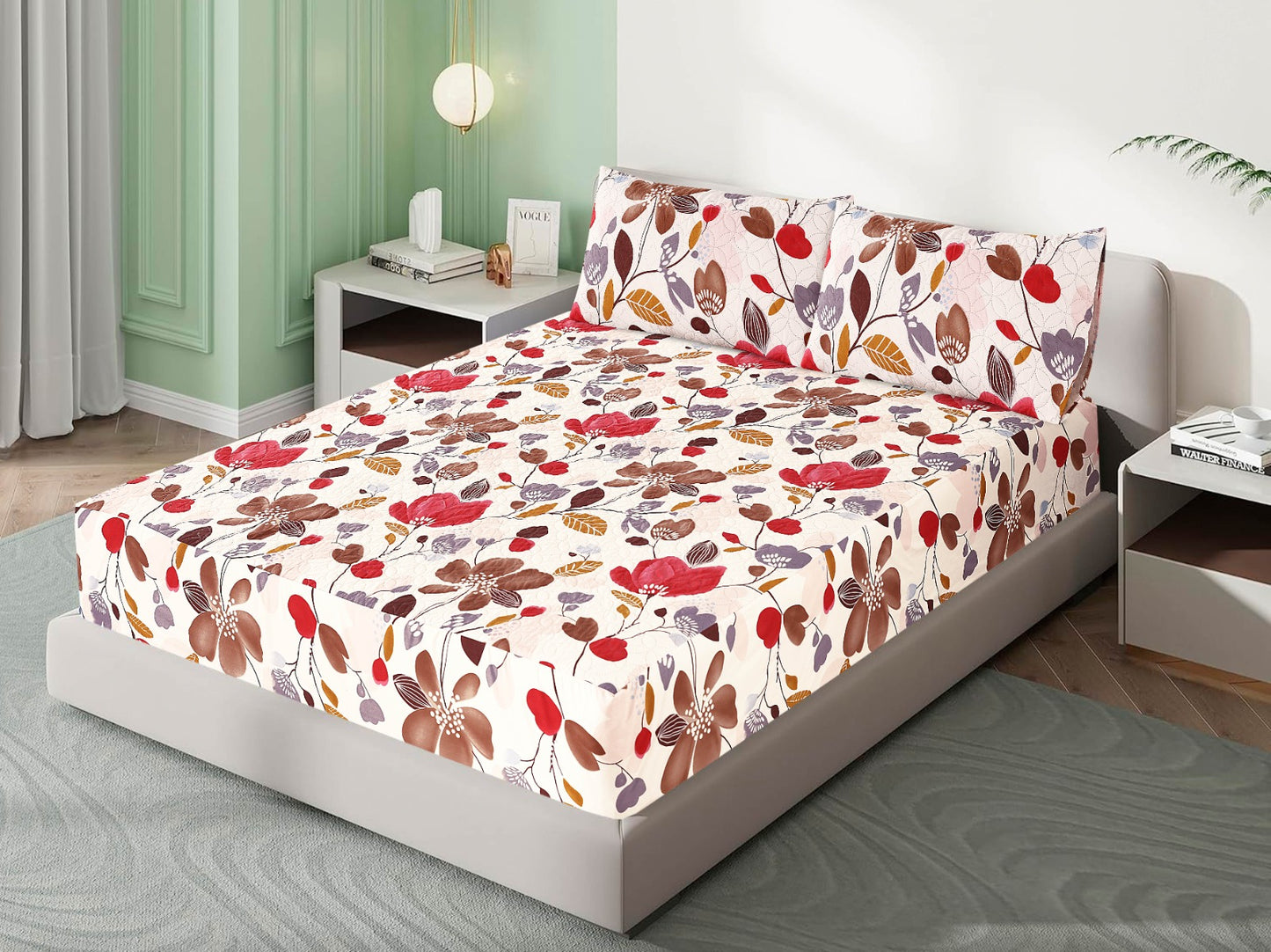 3 Pcs Printed Waterproof Mattress Protector - Quilted - King 01