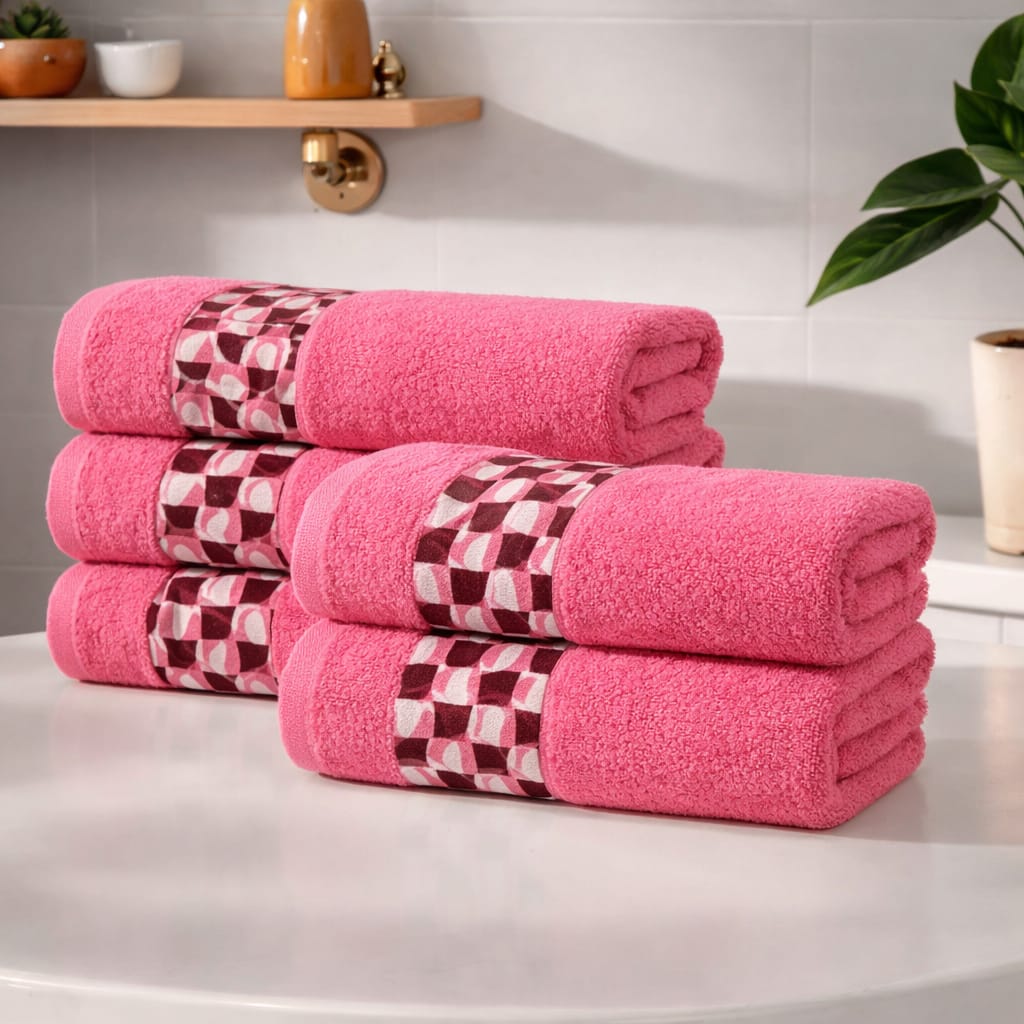 Soft Cotton Bathroom Towel – Ultra Absorbent With Border Design