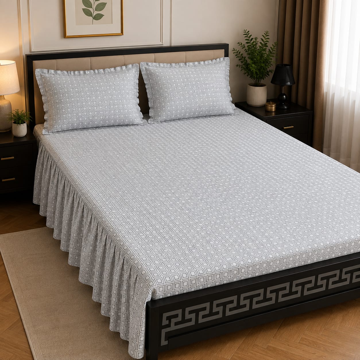 Royal Pure Cotton Frill Bedsheets 3 Pcs Set 03
