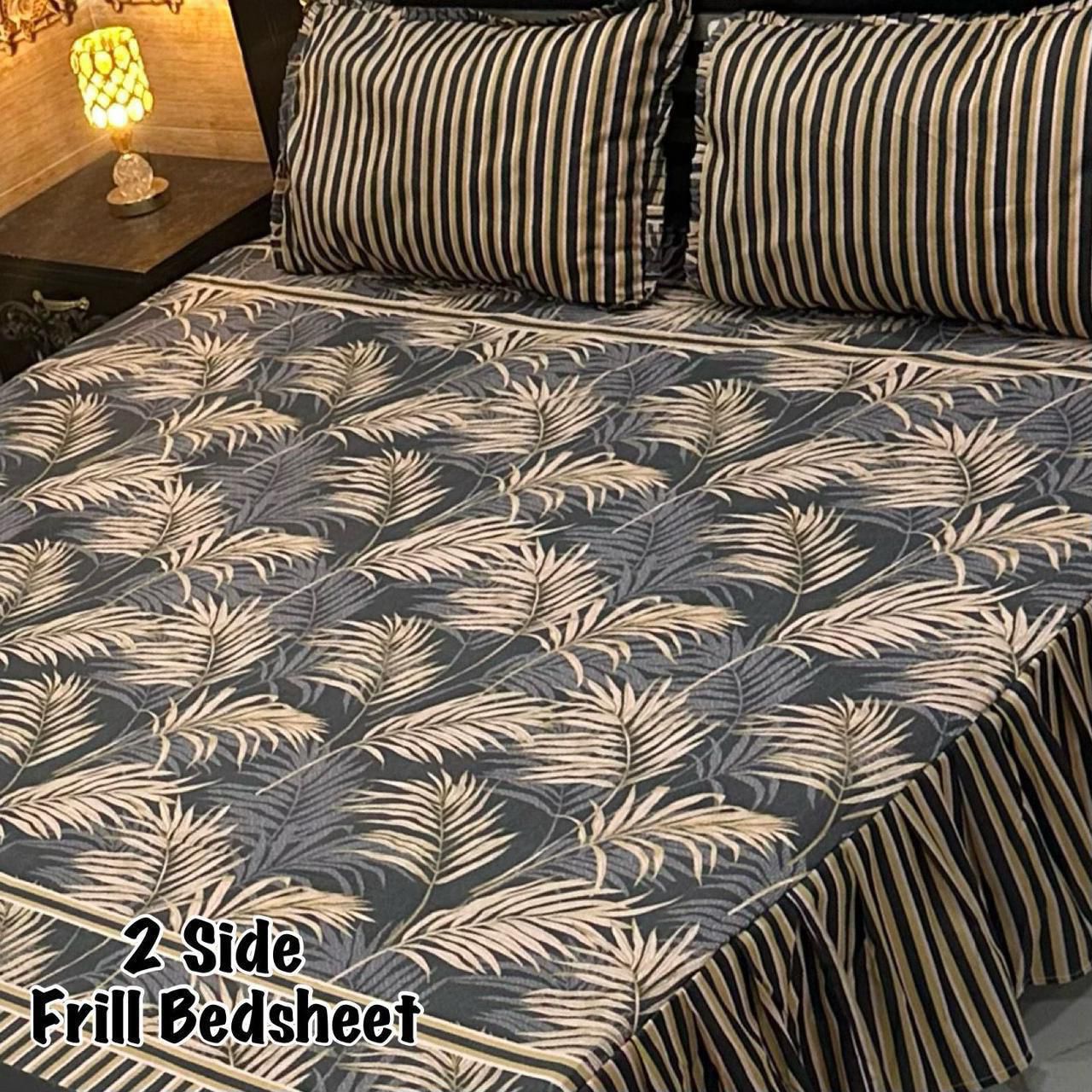 πΈ 3 Pcs Cotton Frill Bedsheet Set β Elegant, Soft & Stylish 035