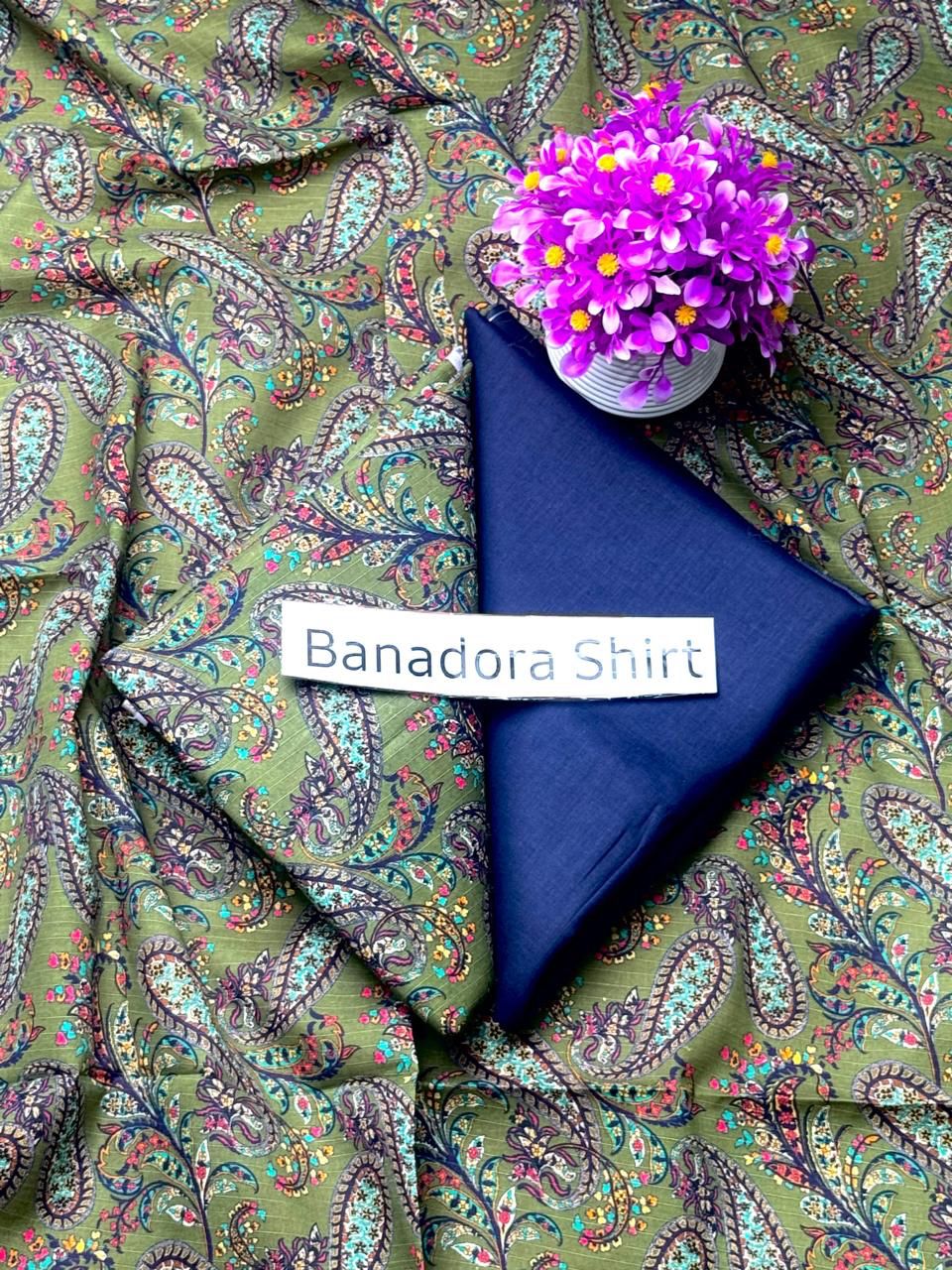Royal Lawn Digital Print Bana Doria Shirt 2pc With Dyed Trouser 025