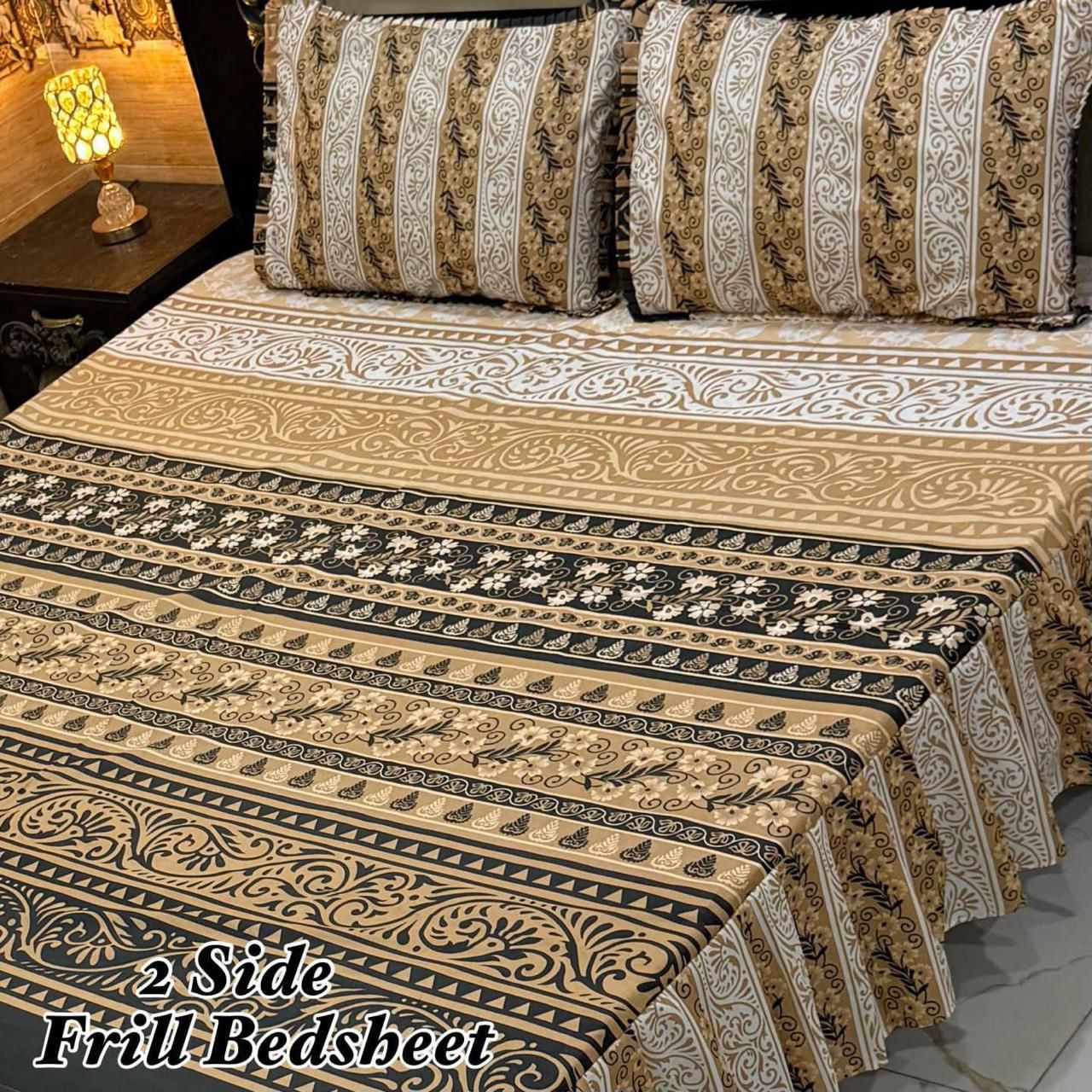 πΈ 3 Pcs Cotton Frill Bedsheet Set β Elegant, Soft & Stylish 050