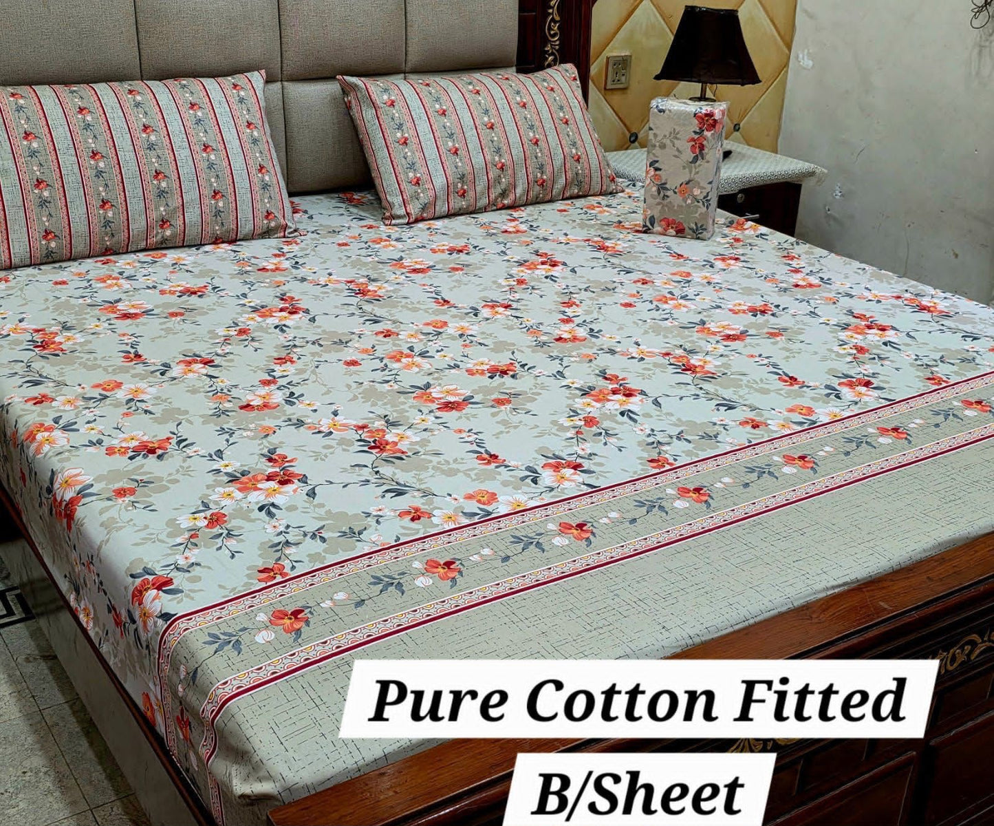 3 Pcs Pure Cotton Fitted Bedsheets 035