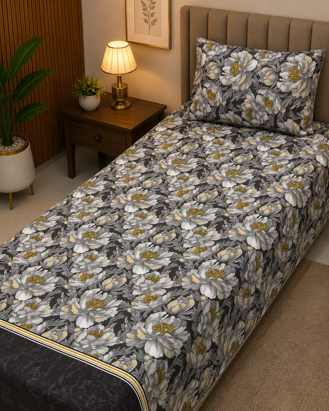 Premium 4 Pcs Single Pure Cotton Bedsheets – Gift Pack S06