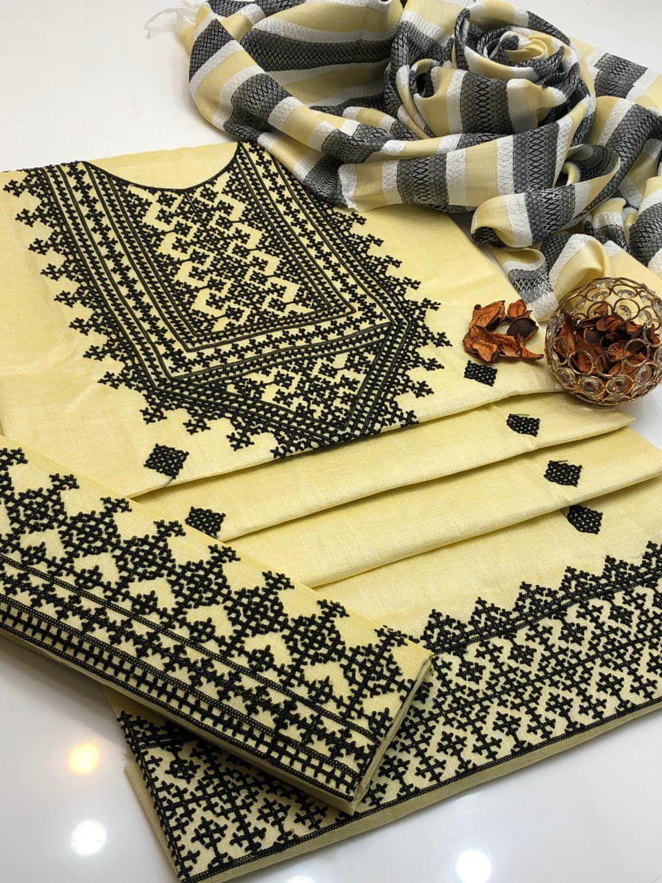 3 Pcs Khaddi Khadar Suit with Jacquard Velvet Shawl