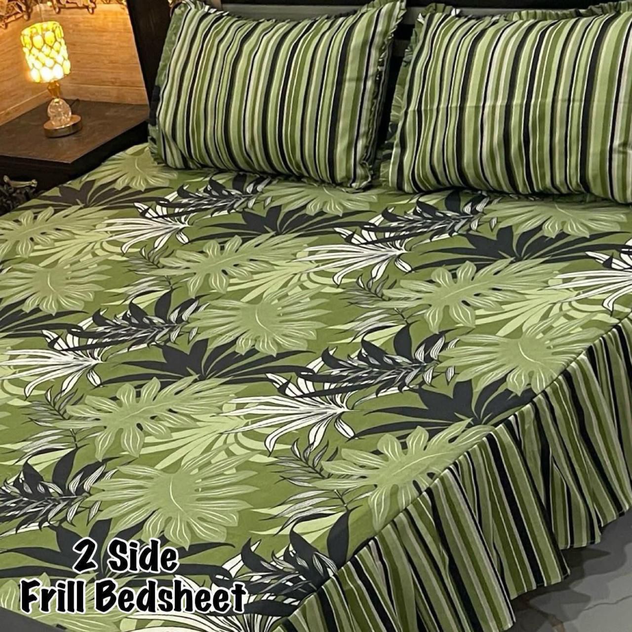 πΈ 3 Pcs Cotton Frill Bedsheet Set β Elegant, Soft & Stylish 058