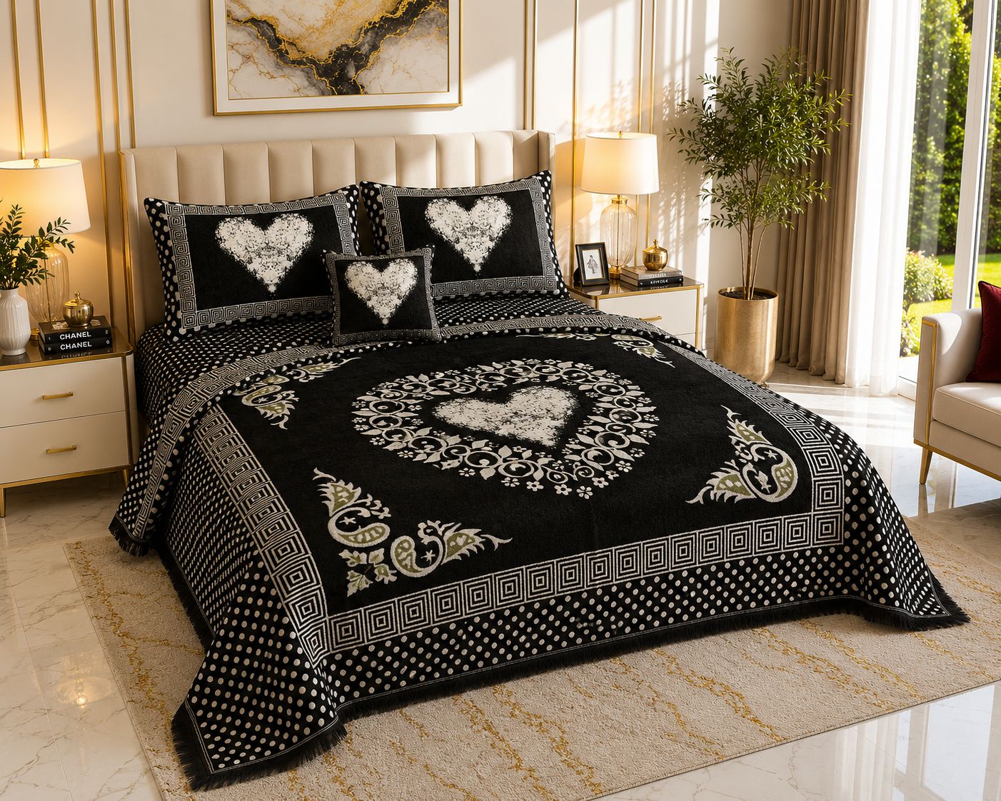 Appish Bridal Velvet Bed Sheet Set - 4pcs - ABB01