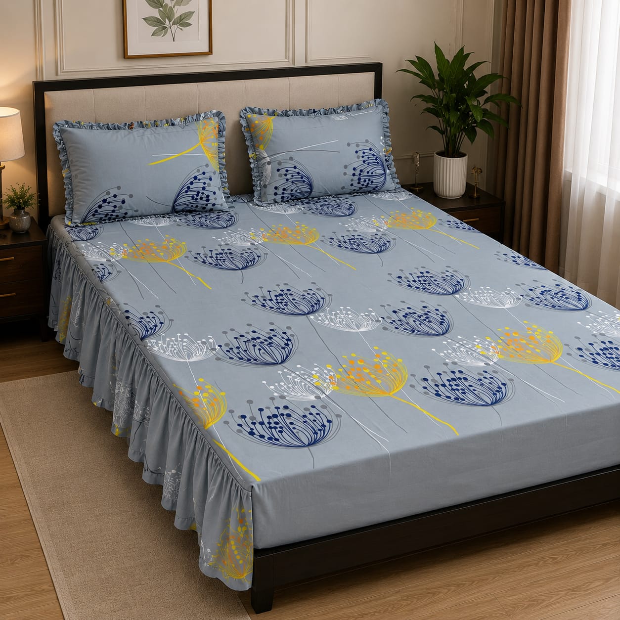 Royal Pure Cotton Frill Bedsheets 3 Pcs Set 04