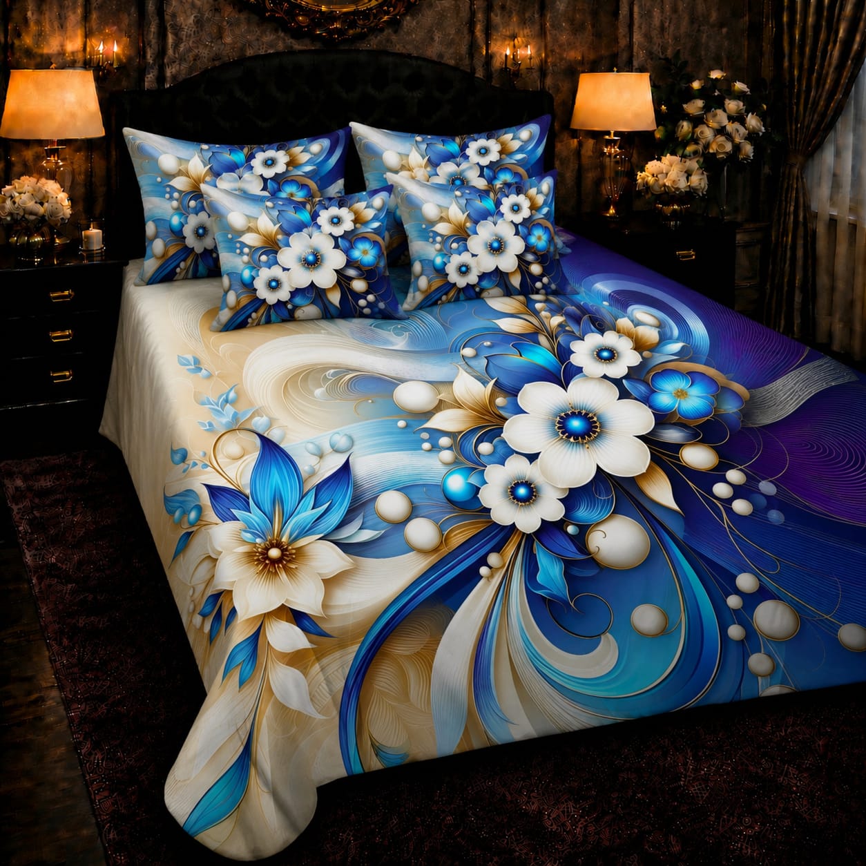 Soft & Durable 8D King Size 5 Piece Bed Sheet Set 010