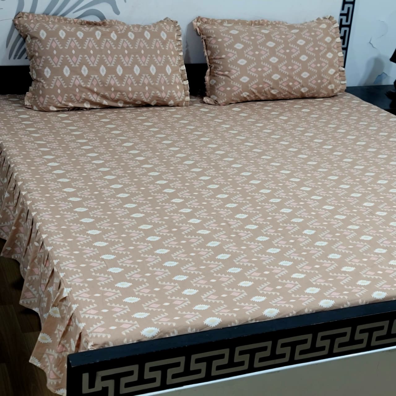 ROYAL Pure Cotton King Size FRILL BED SHEETS 03