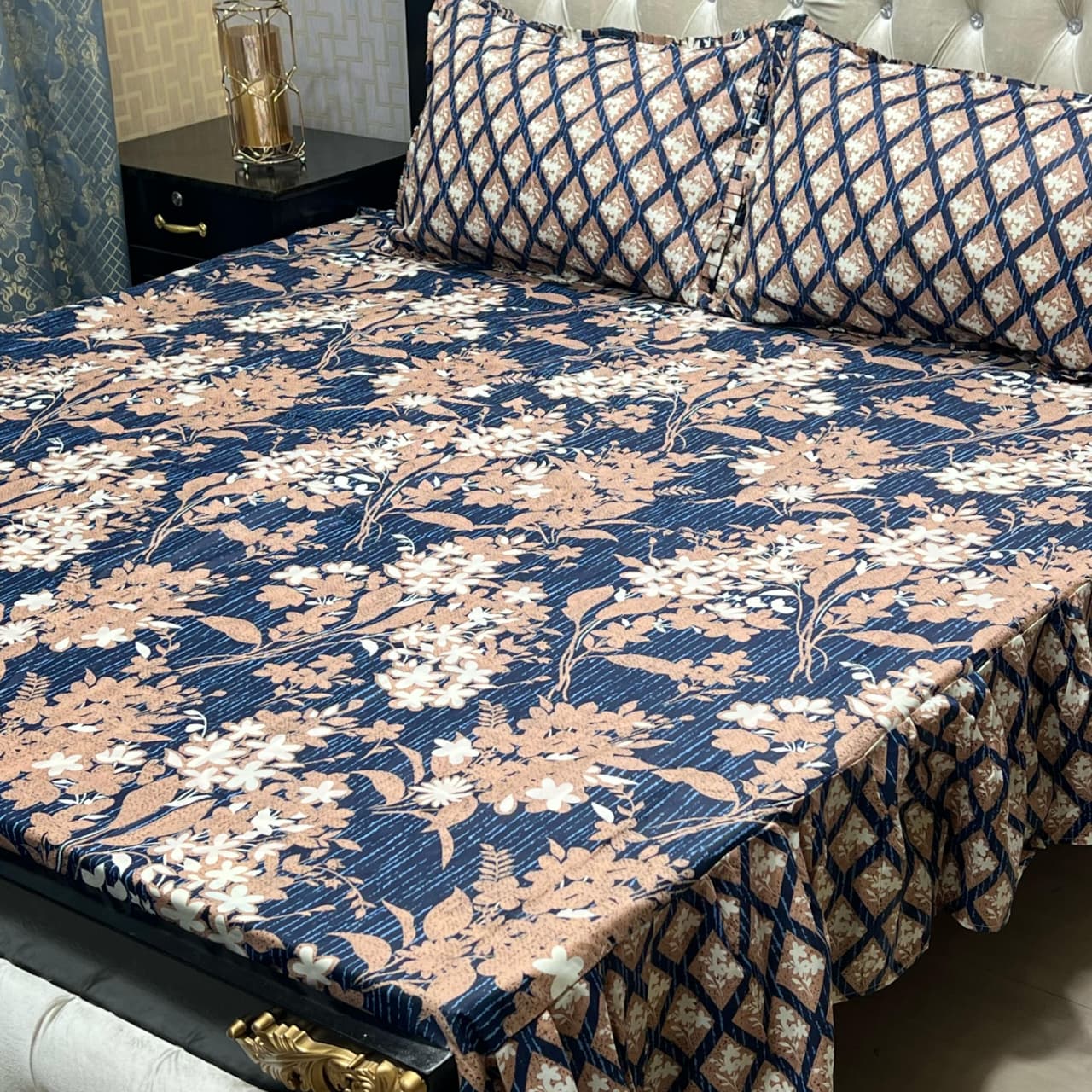 πΈ 3 Pcs Cotton Frill Bedsheet Set β Elegant, Soft & Stylish 05