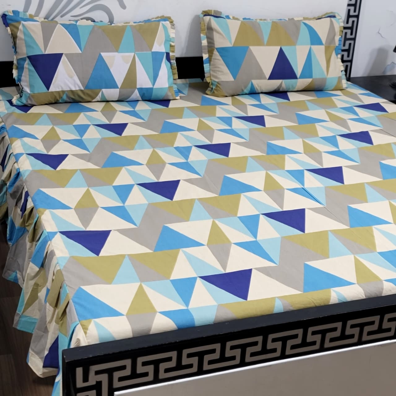 ROYAL Pure Cotton King Size FRILL BED SHEETS 012