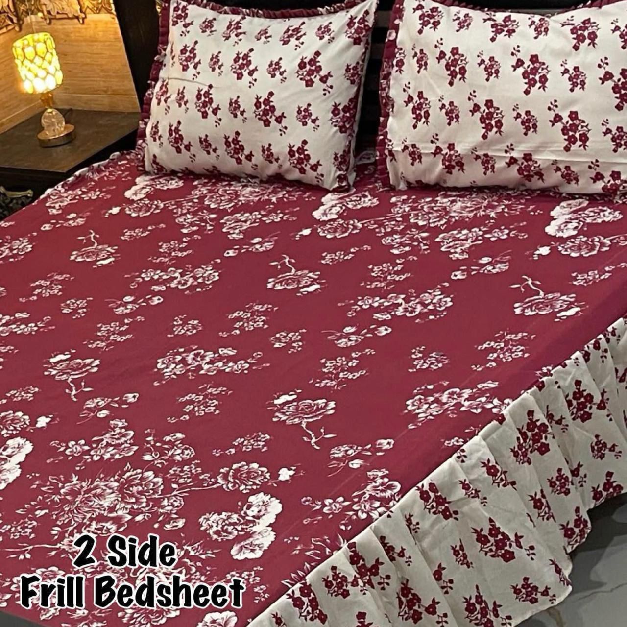 πΈ 3 Pcs Cotton Frill Bedsheet Set β Elegant, Soft & Stylish 042
