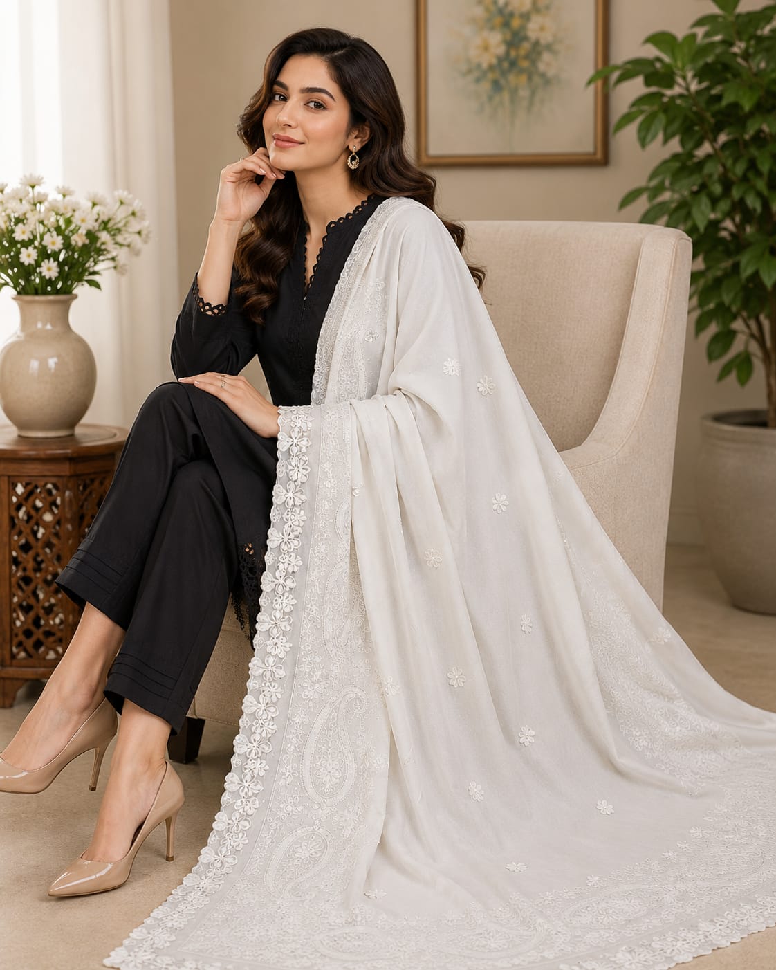 Soft & Lightweight Embroidered Swiss Lawn Shawls