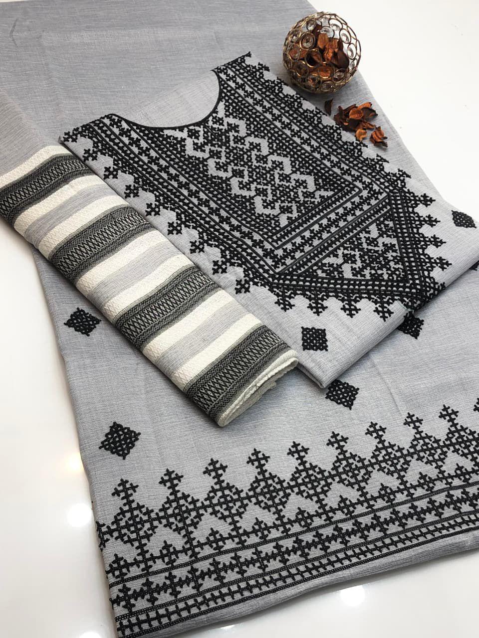 3 Pcs Khaddi Khadar Suit with Jacquard Velvet Shawl