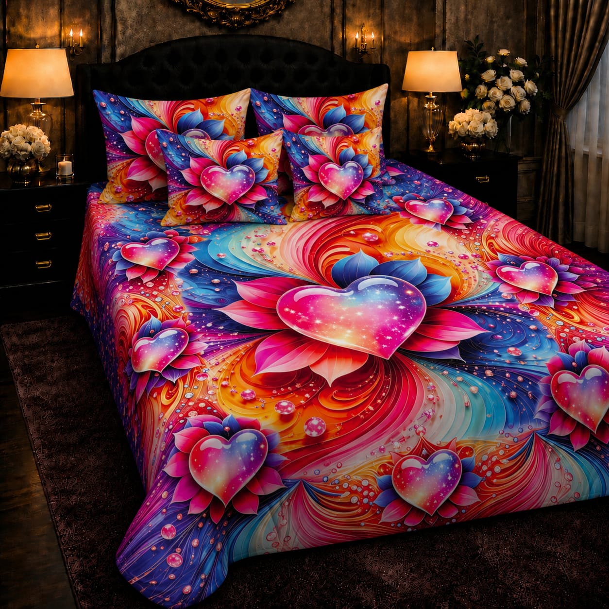 Soft & Durable 8D King Size 5 Piece Bed Sheet Set 07