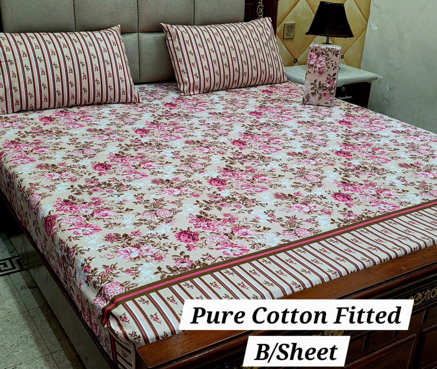 Elegant Pure Cotton Fitted Sheets 3 Pcs Set 030