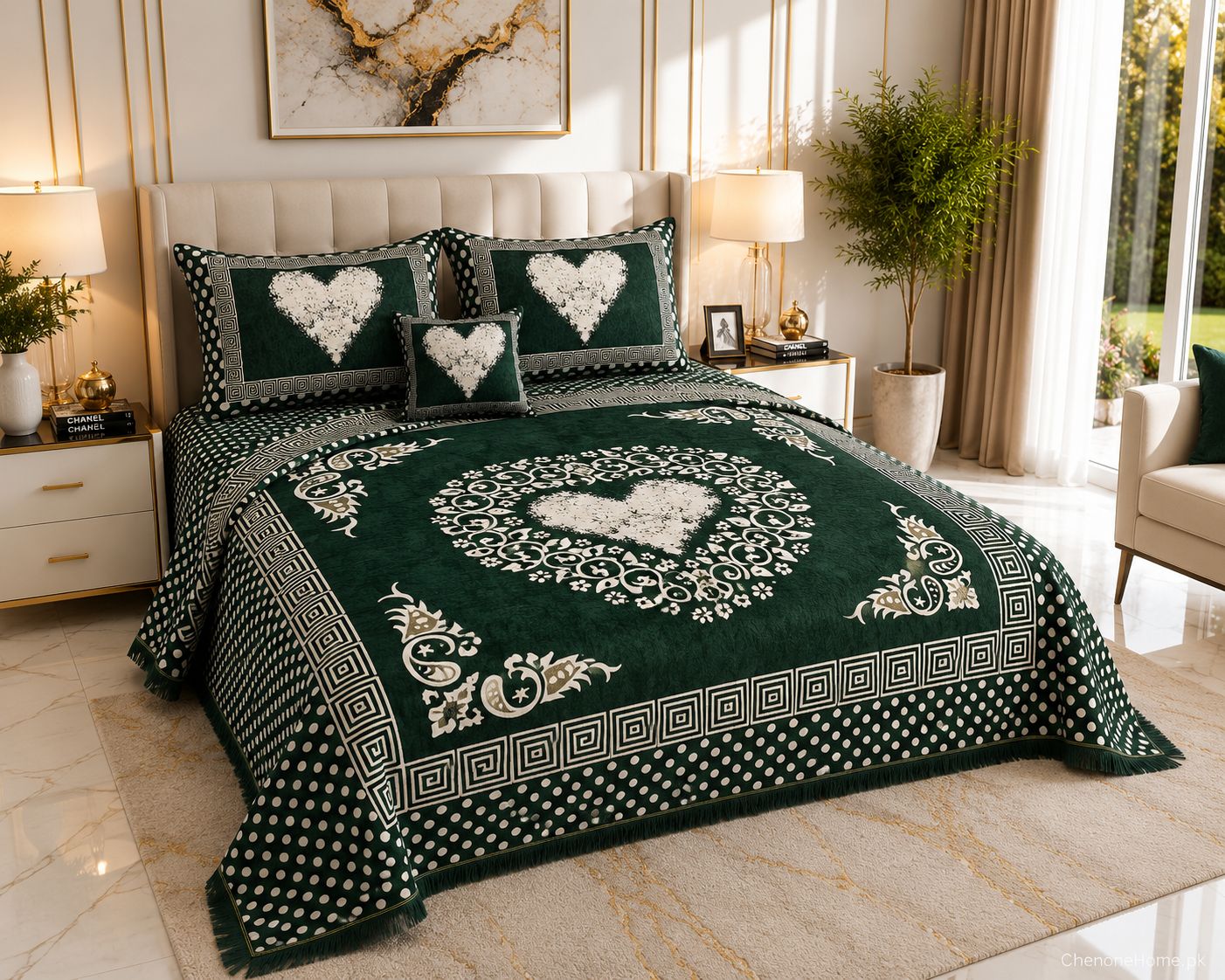 Appish Bridal Velvet Bed Sheet Set - 4pcs - ABB02