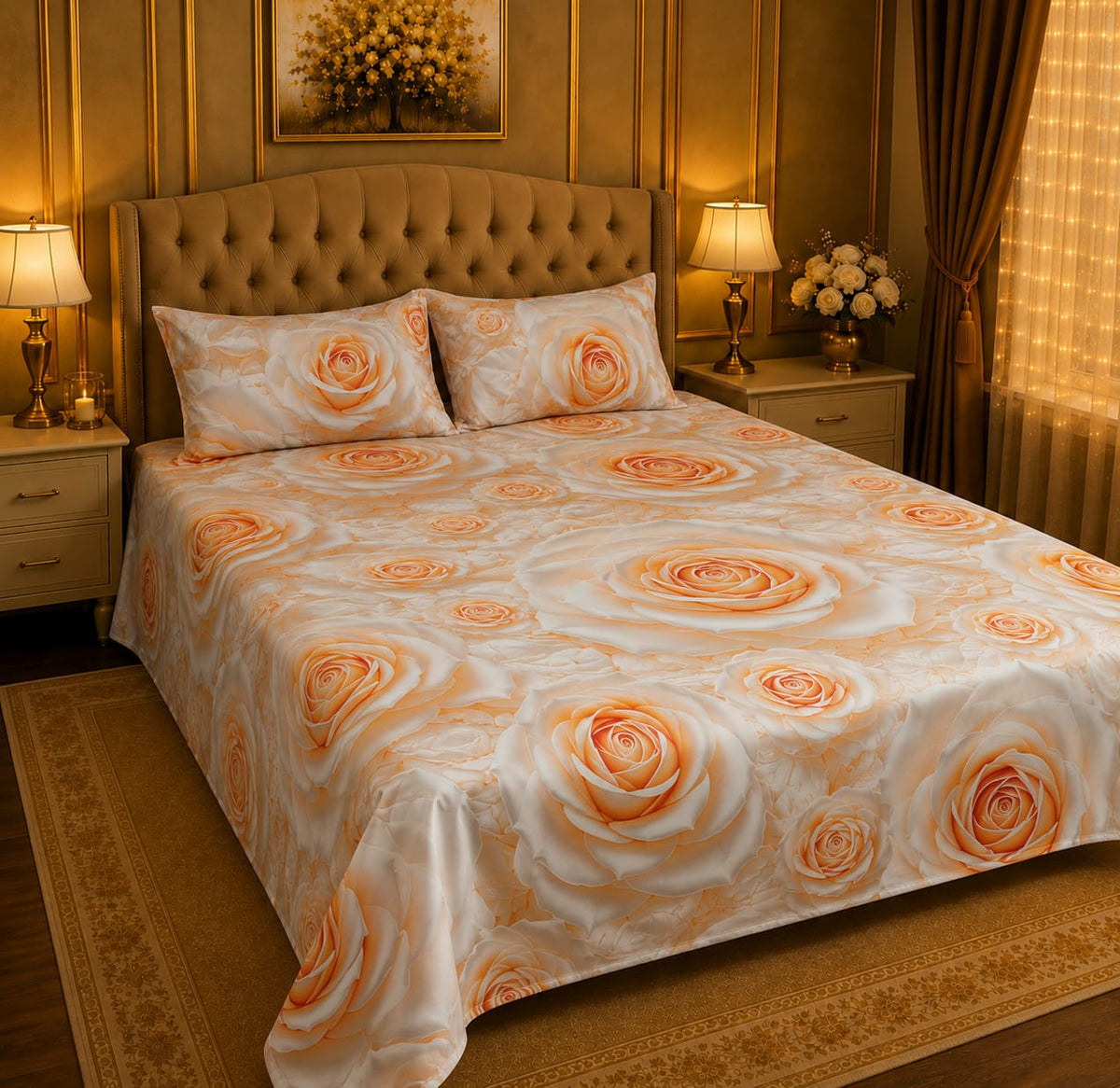 Premium 3 Pcs 7D Printed Bedsheet Set | Soft, Stylish & Durable Bedding