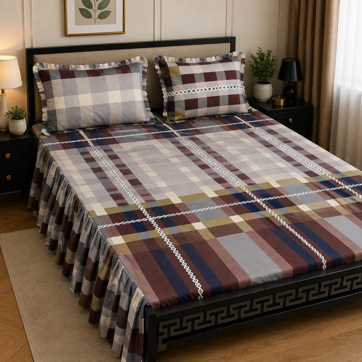 Royal Pure Cotton Frill Bedsheets 3 Pcs Set 06