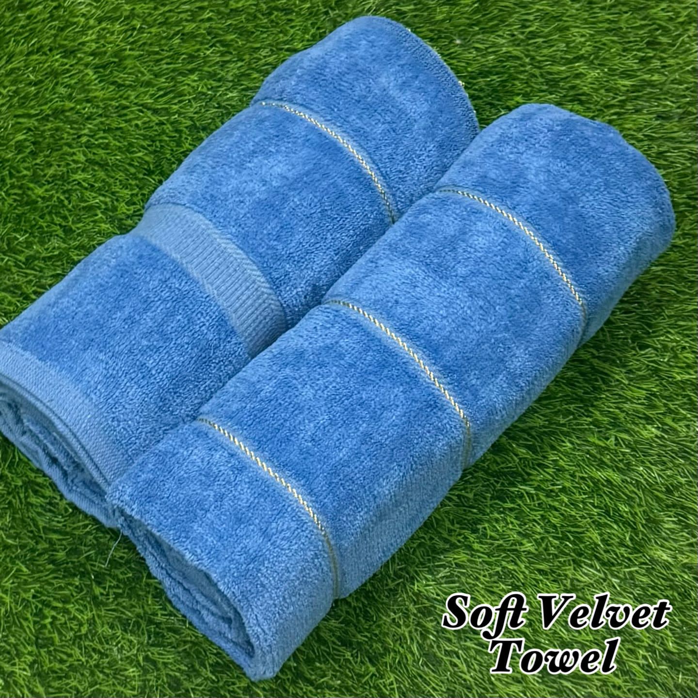 2Pcs Soft Velvet Bathroom Towel Pair – Ultra Absorbent & Premium Quality