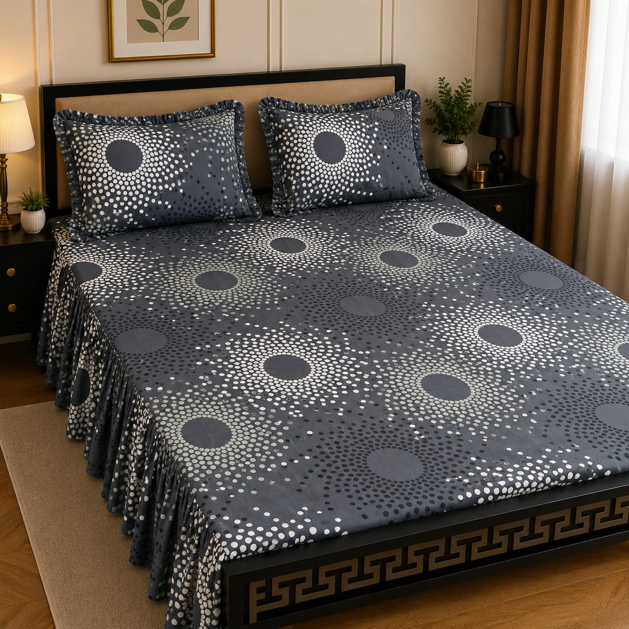 Royal Pure Cotton Frill Bedsheets 3 Pcs Set 08