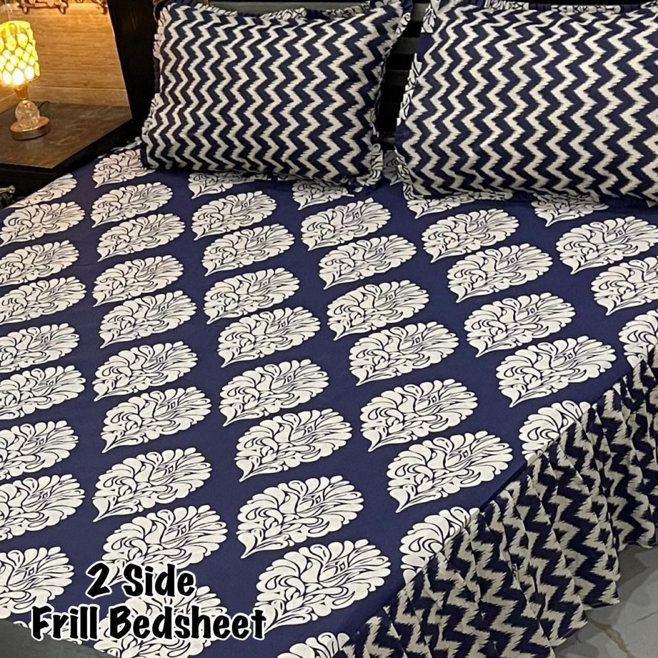 πΈ 3 Pcs Cotton Frill Bedsheet Set β Elegant, Soft & Stylish 054