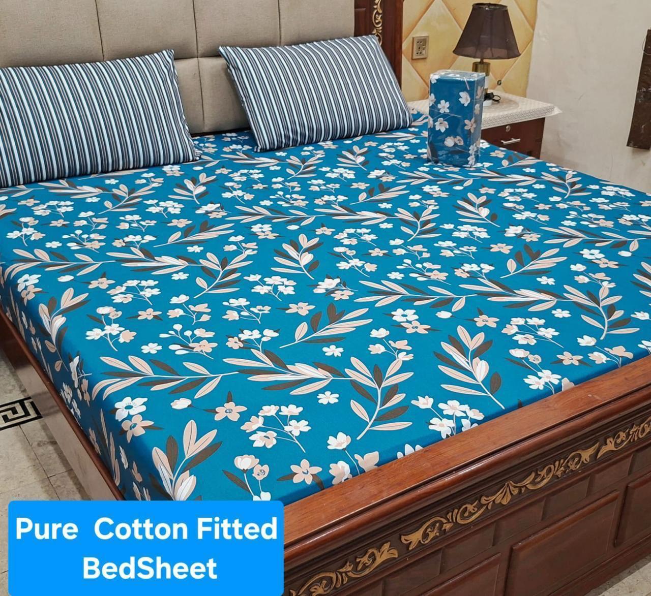 Elegant Pure Cotton Fitted Sheets 3 Pcs Set 051