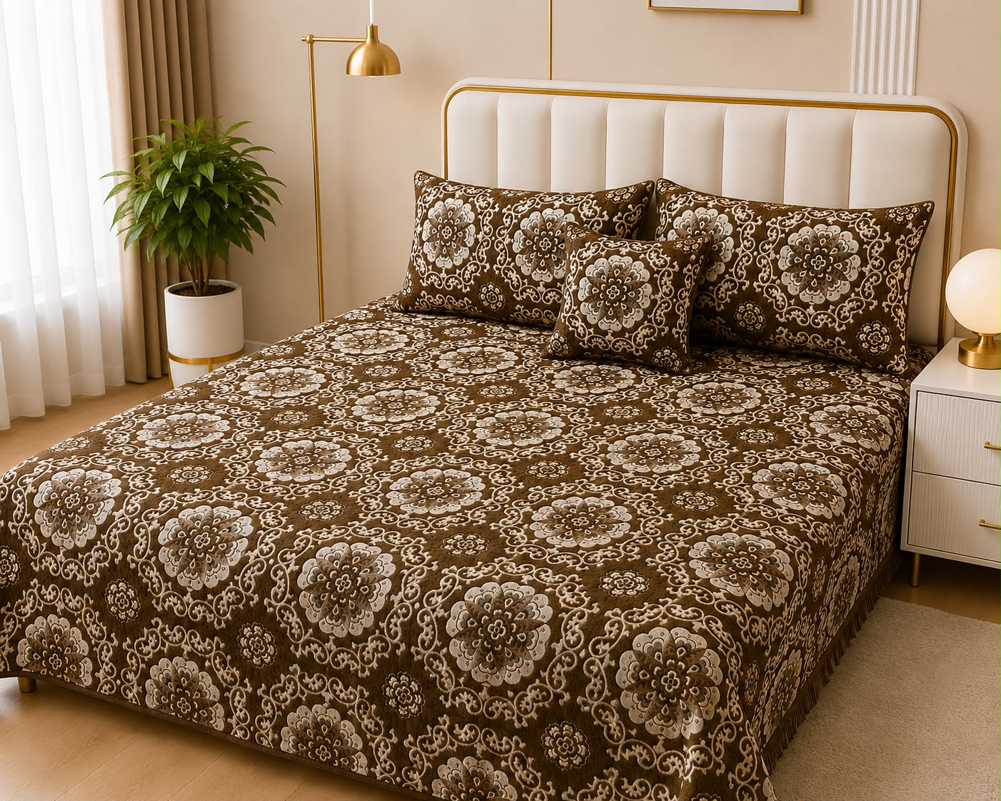 Appish Bridal Velvet Bed Sheet Set - 4pcs - ABB021
