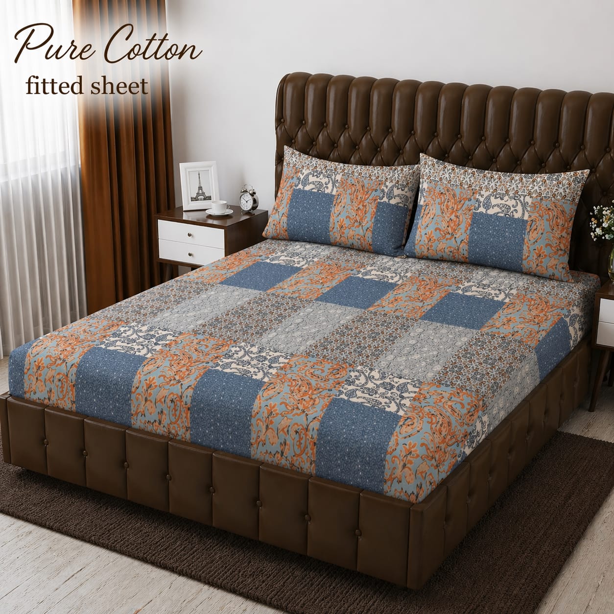 3 Pcs Pure Cotton Fitted Bedsheets 013