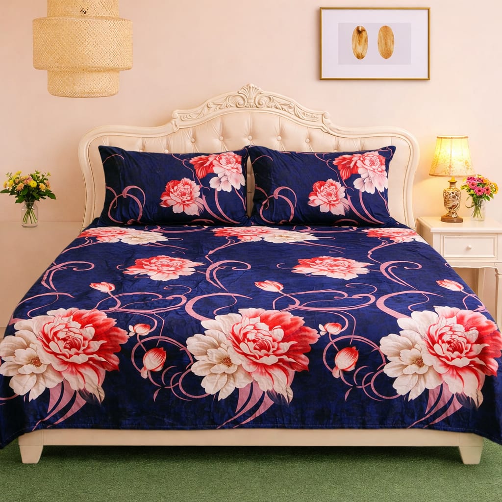 ποΈ 3 Pcs Fleece Bedsheet Set β Ultra Soft & Warm 07