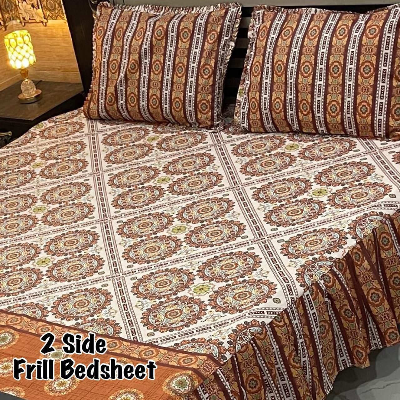 πΈ 3 Pcs Cotton Frill Bedsheet Set β Elegant, Soft & Stylish 060