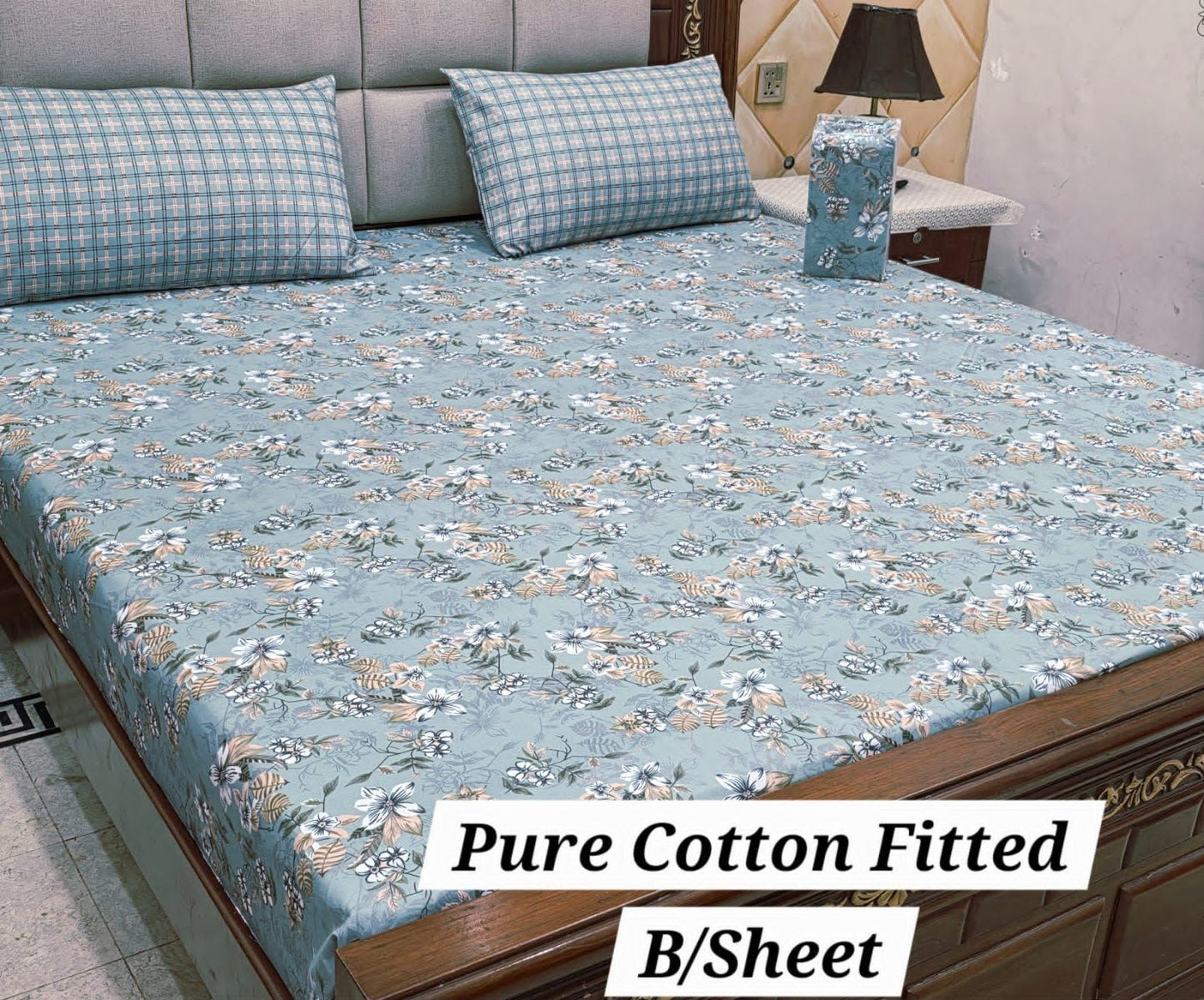 3 Pcs Pure Cotton Fitted Bedsheets 019