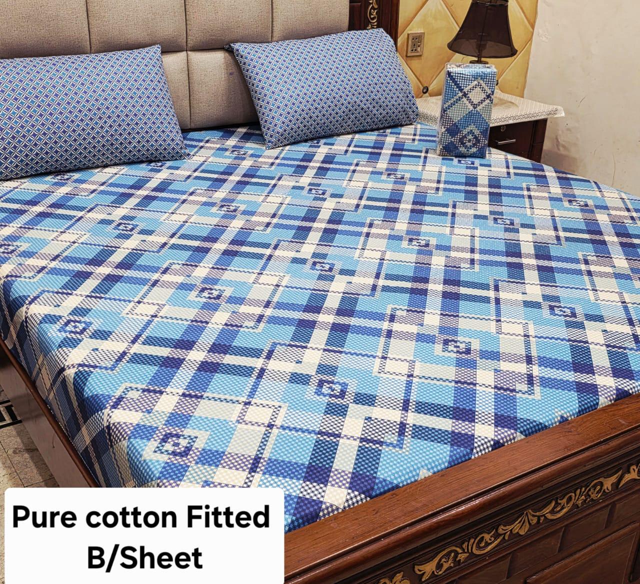 Elegant Pure Cotton Fitted Sheets 3 Pcs Set 061