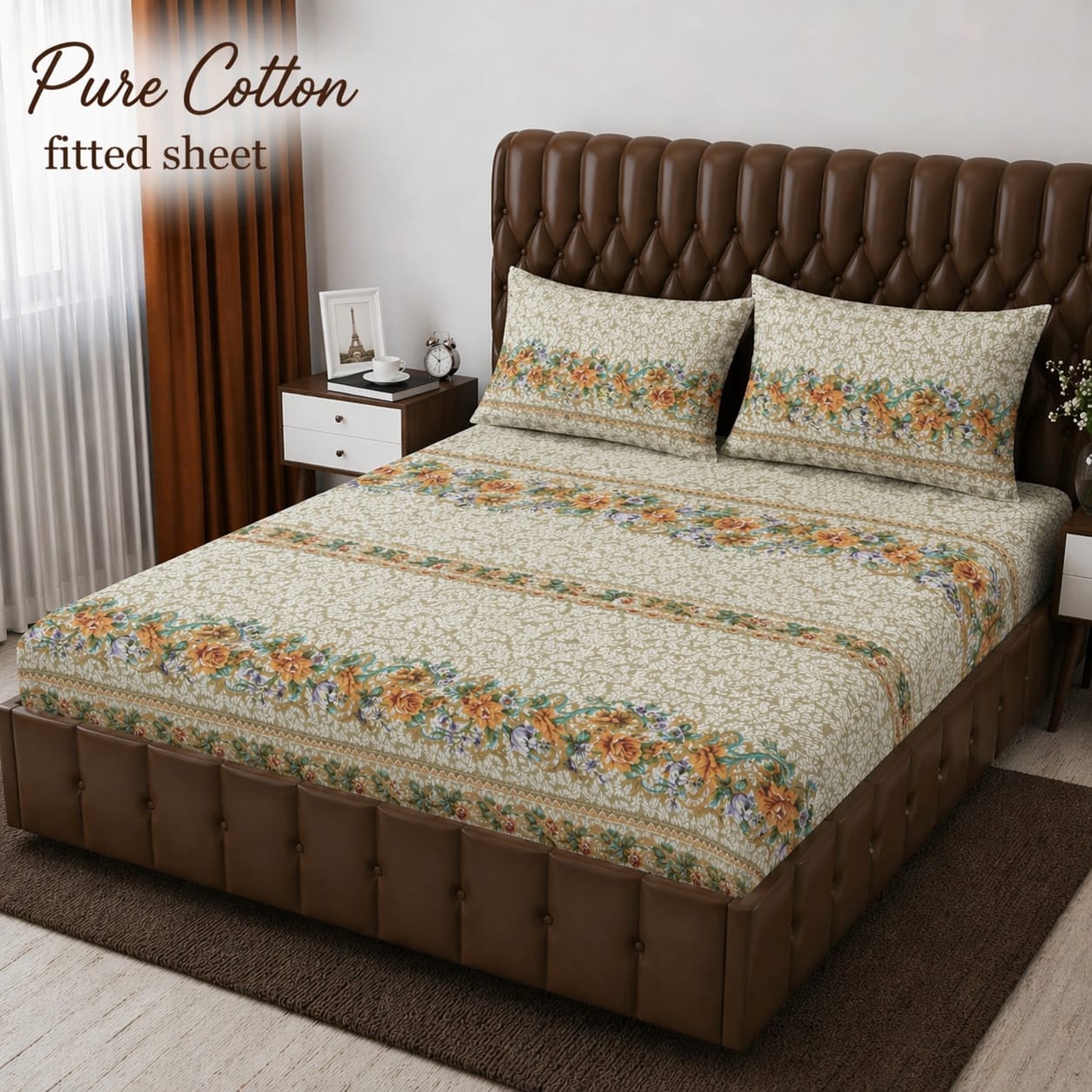 3 Pcs Pure Cotton Fitted Bedsheets 08