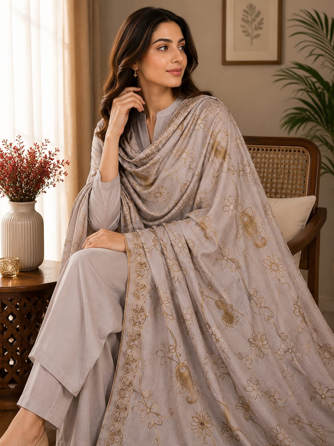 Premium Ladies Embroidered Swiss Lawn Shawls