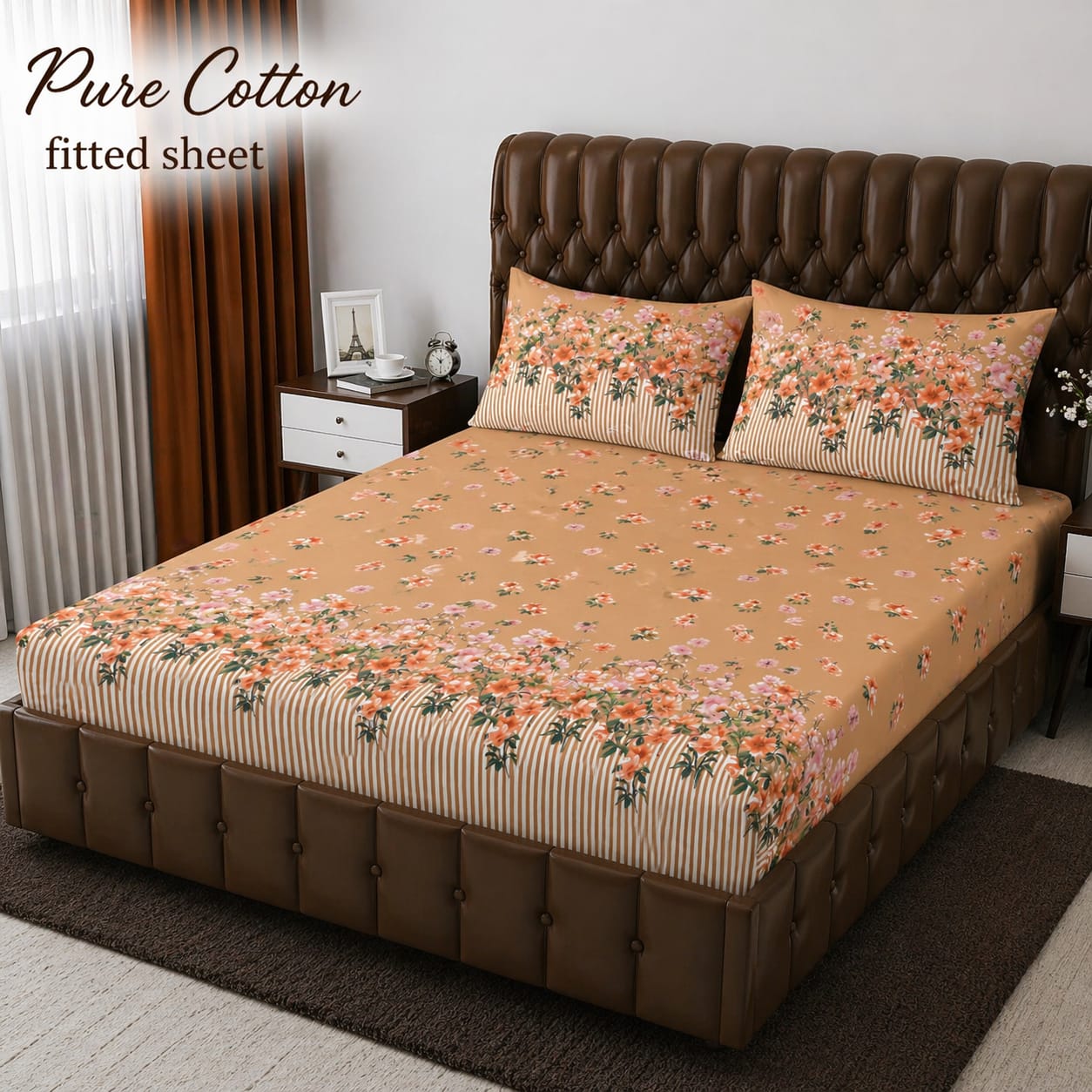 3 Pcs Pure Cotton Fitted Bedsheets 09