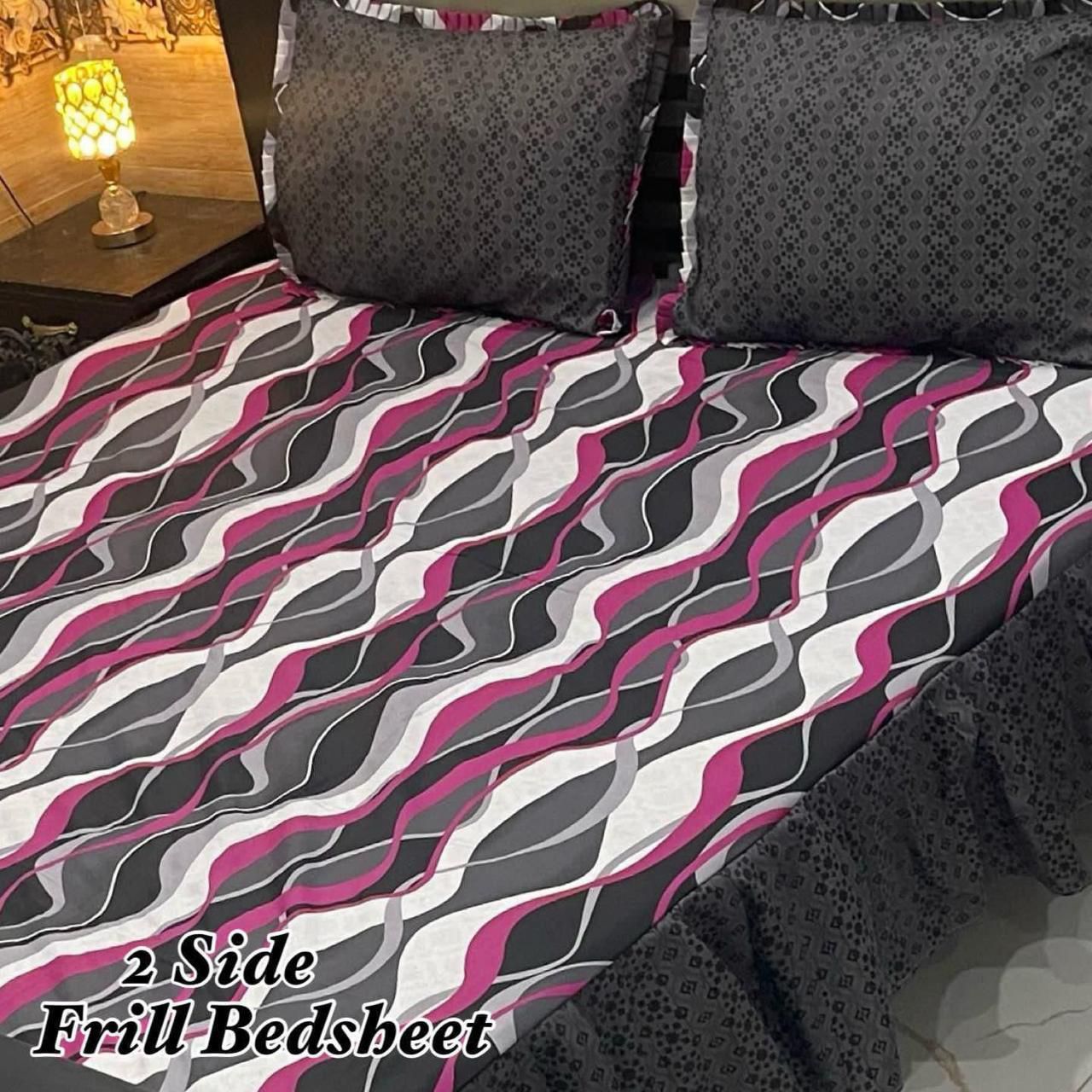 πΈ 3 Pcs Cotton Frill Bedsheet Set β Elegant, Soft & Stylish 056