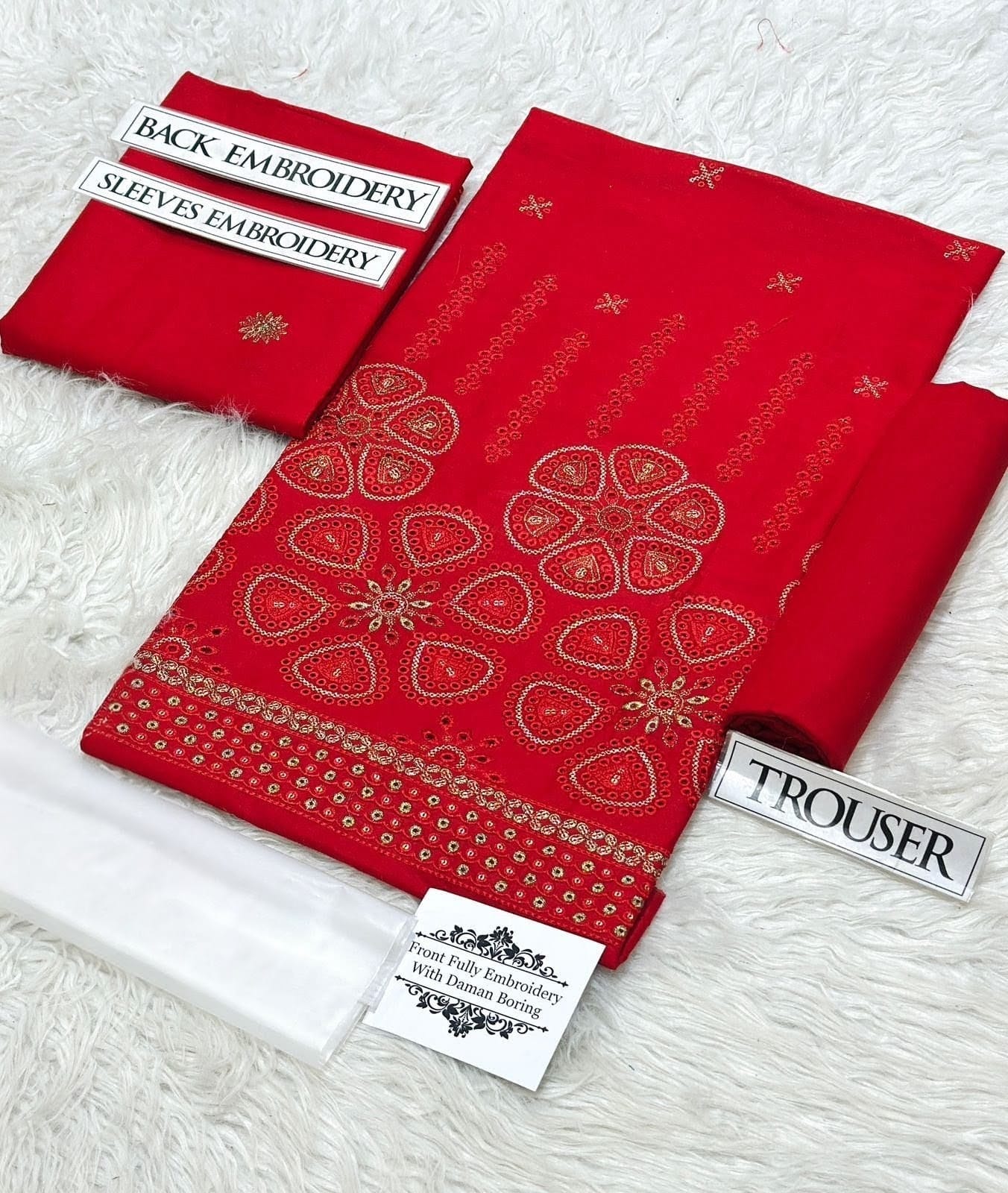 2 Pcs Premium Lawn Suit – Heavy Embroidery with Daman Boring