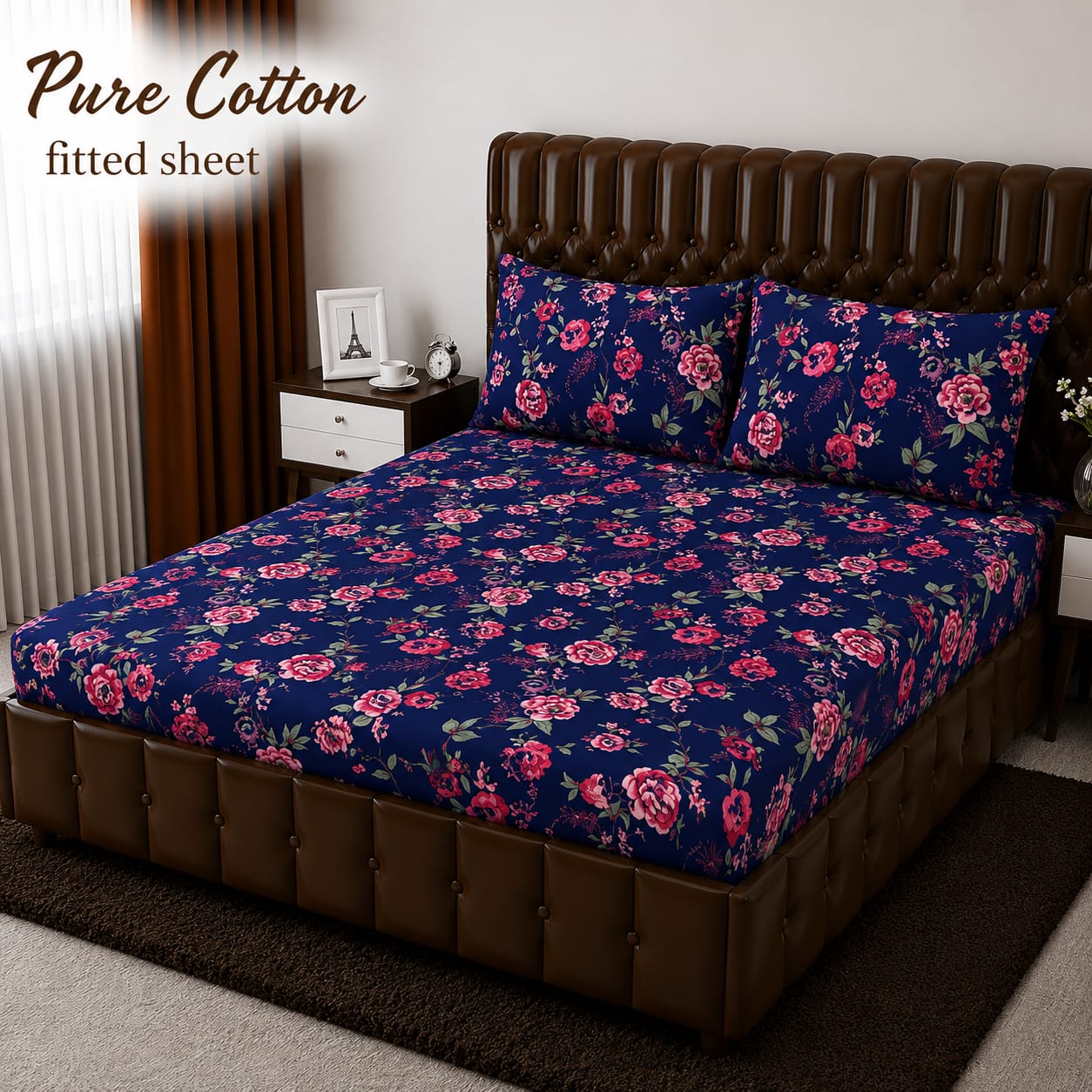 Elegant Pure Cotton Fitted Sheets 3 Pcs Set 023