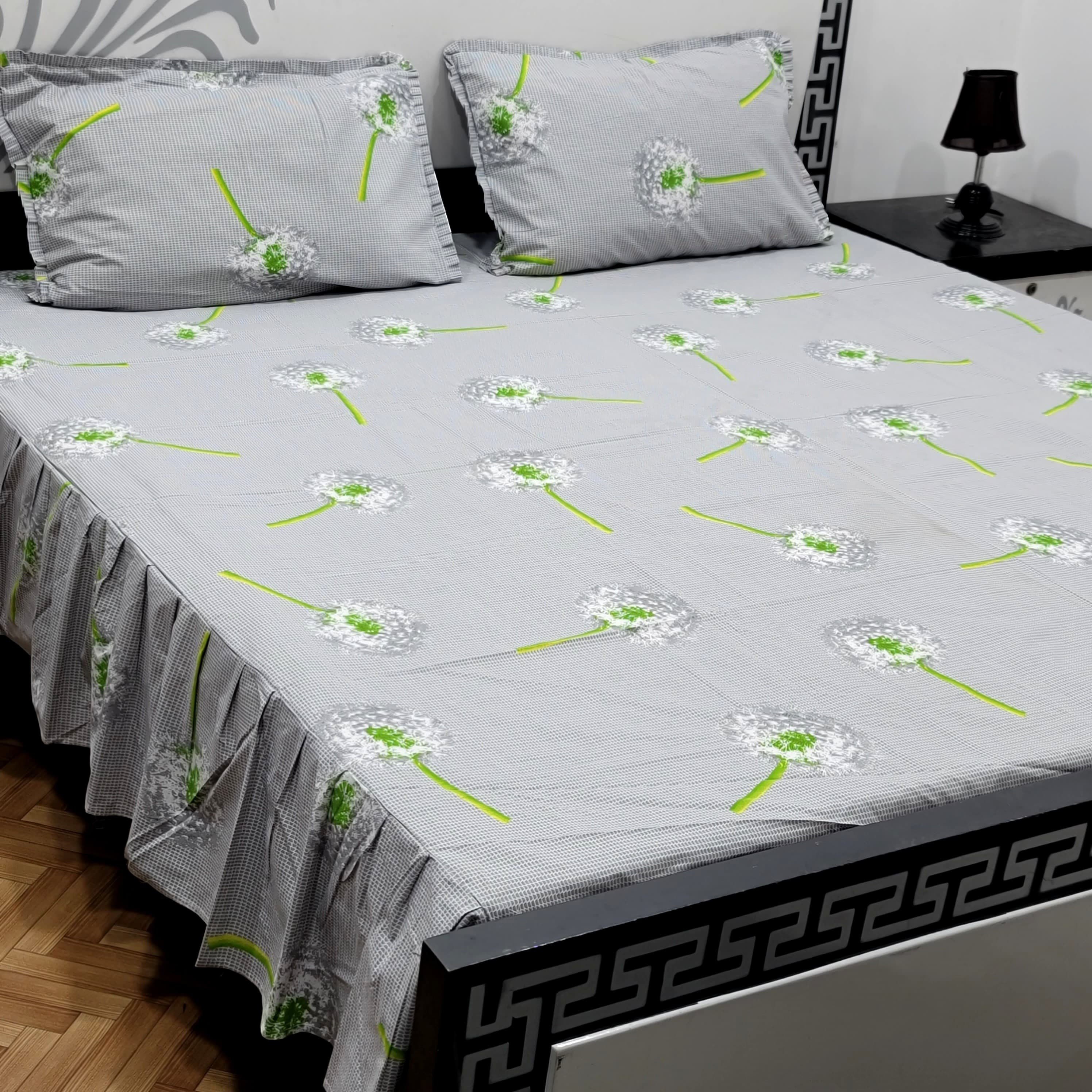 ROYAL Pure Cotton King Size FRILL BED SHEETS 09
